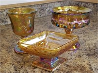 Indiana Glass Marigold Carnival Candy Dishes, etc.