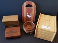 Group of Wood Kitchen Items