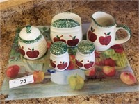 Apple Theme Condiment Set & Glass Placemat