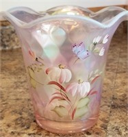 Shelley Fenton signed Hand-Painted 6" Pink Vase