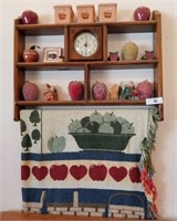 Kitchen Clock Shelf w/Apple Theme Decorations