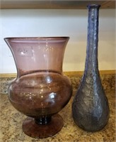 Large Art Glass Vases, 15" Tallest