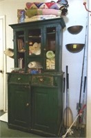 GREEN CABINET 35" X 19" X 68" AND CONTENTS, GOLF