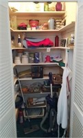CONTENTS OF CLOSET, VAC, DISHES, BOOKS,