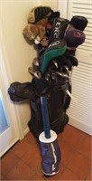 BLACK GOLF BAG, SHAG BAG, BERTHA IRONS,