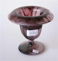 Vintage Davidson purple cloud glass footed vase,