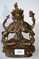 Cast bronze Buddha, 6 arms, 21.5cm T