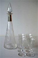 Webb Corbett crystal decanter and glass set,