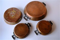 Collection of 4 pieces of French copper cook ware