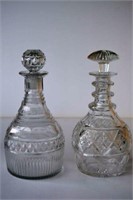 2 various antique cut crystal decanters,