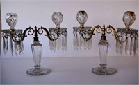 Pair of antique crystal lustre candelabras,
