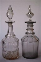 2 antique glass decanters,
