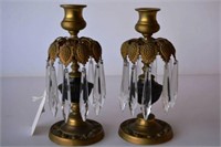 Pair of fine gilt & patinated bronze candlesticks,