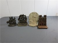 (4) Cast Iron/Metal Book Ends - A