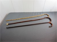 (3) Classic Wood/Bamboo Canes