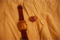 Gold Wrist Watch, Class Ring
