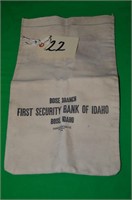 LARGE CANVAS BANK BAG FIRST SECURITY, BOISE