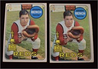 (2) 1969 Johnny Bench Topps Cards