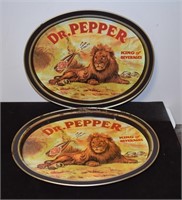 Pair Dr. Pepper Metal Oval Trays