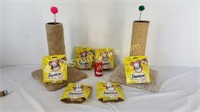 2 Cat Scratching Post & Toy Treat Containers