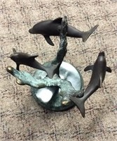 San Pacific Bronze Art Three Dolphins