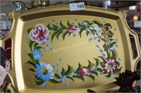 TOLE FLORAL PAINTED METAL TRAY