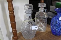 2 GLASS DECANTERS W/ STOPPERS