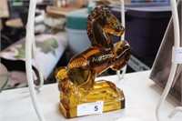 L.E. SMITH AMBER REARING HORSE GLASS BOOKEND