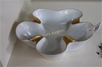 PORCELAIN CLOVER SHAPED GOLD DECORATED ASHTRAY