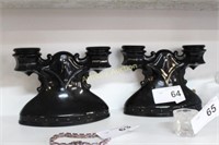 BLACK AMETHYST GLASS CANDLE HOLDERS
