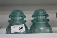 2 VINTAGE GLASS INSULATORS