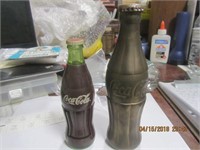 Brass Coca Cola Bottle & Plastic Coke Bottle w/