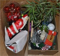 Bag & Box of Christmas Decos And More