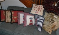 Lot of 9 Decorative Throw Pillows