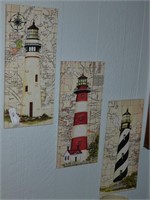 3pc Set Decorative Lighthouse Pictures