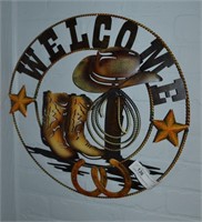 Western Themed Metal Welcome Sign