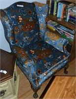 Pattern Wing Back Side Chair With Wood Legs