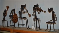 5pc Wrought Iron Dog Band Folk Art Set