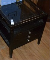 Vintage Glass Top 3 Drawer End Table