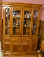 Beautiful 2pc Lighted Glass Door China Cabinet