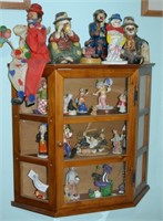 Wall Mount Curio Cabinet With Many Clown Figurines