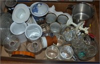 Box Lot Vintage Glassware, Smalls & More