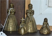 4pcs Vintage Brass Figural Bells