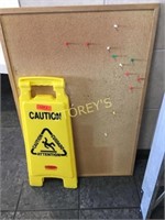 Corkboard & Wet Floor Sign
