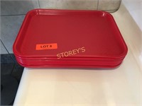 10 Red Cafeteria Trays