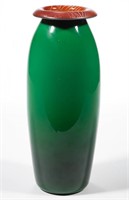 IMPERIAL FREE HAND ART GLASS VASE, glossy shaded