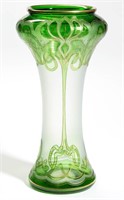 DORFLINGER HONESDALE CAMEO ART GLASS VASE, green