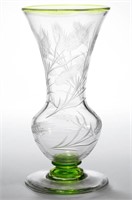 IMPERIAL FREE HAND CUT ART GLASS VASE, colorless