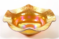 STEUBEN GOLD AURENE ART GLASS DISH, shallow bowl