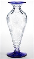 IMPERIAL FREE HAND CUT ART GLASS VASE, colorless